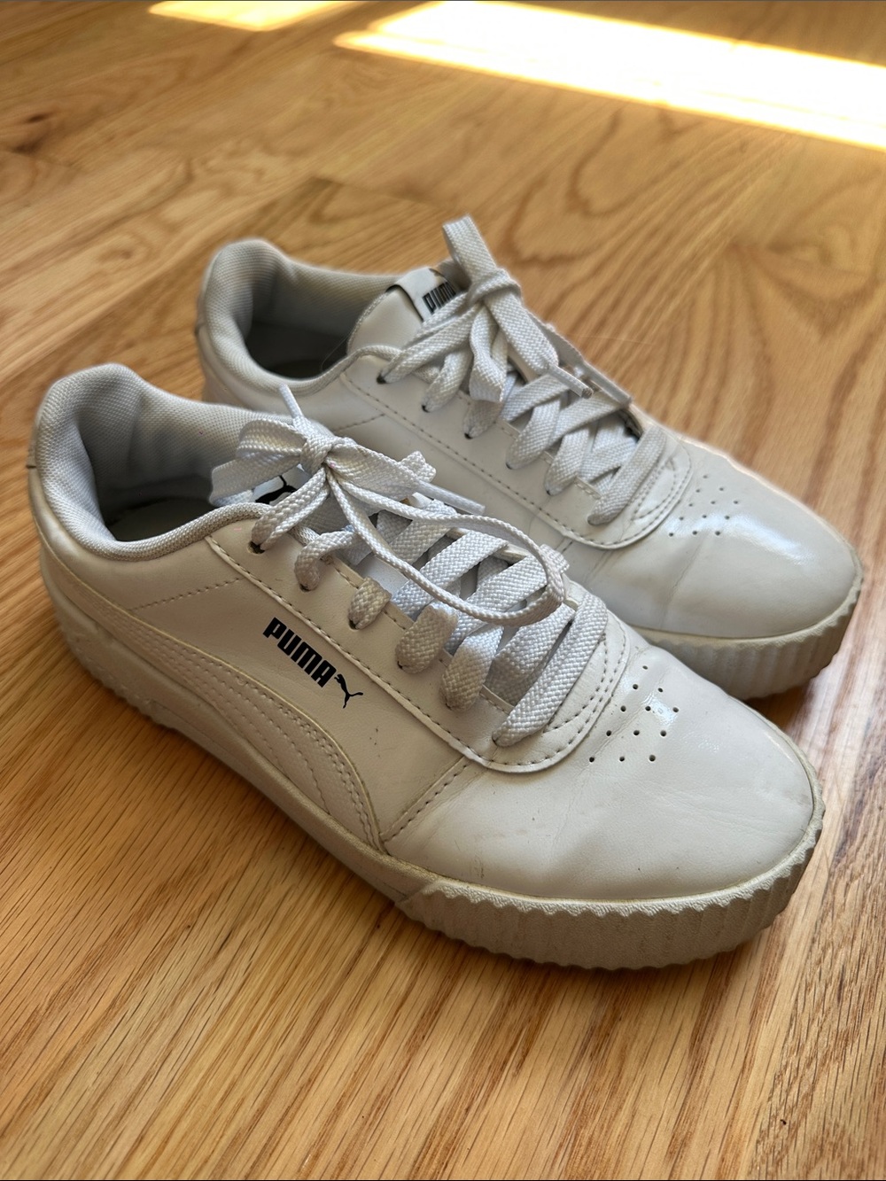 Puma Kids White Low-Top Lace-Up Sneakers